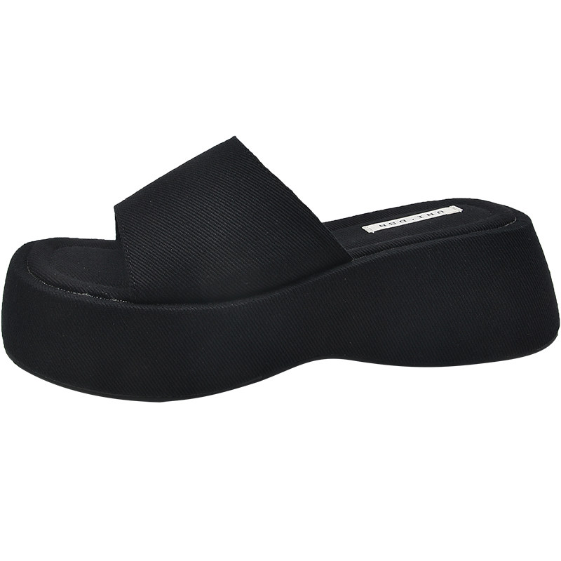 厚底一字拖女夏外穿设计感小众w松糕鞋露趾凉拖拖鞋女鞋子2023新