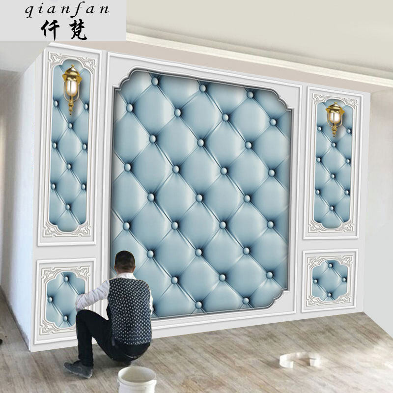 【自带边框】欧式电视背景墙壁纸软包装饰壁X画墙布墙纸