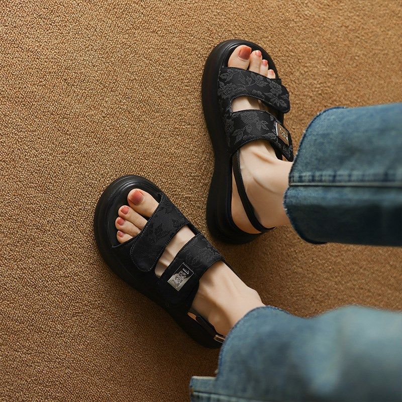 2025夏季新款大码女鞋41到43时尚松糕厚底凉Q鞋女外穿百搭沙滩鞋,女鞋,休闲凉鞋,淘宝优惠券,粉丝福利购,淘宝优惠卷