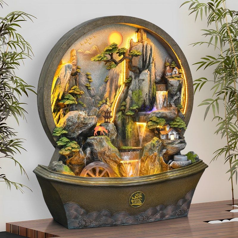 落地假山喷c泉流水摆件水幕墙客厅玄关屏风景观阳台办公室招财装,家居饰品,落地摆件,淘宝优惠券,粉丝福利购,淘宝优惠卷