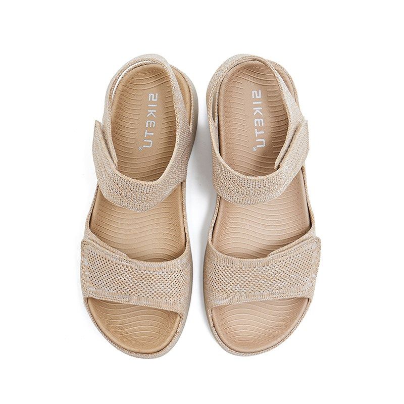 超轻可下水厚底一l字带妈妈鞋凉鞋女夏软底魔术贴脚宽肥奶奶鞋大,女鞋,一字带凉鞋,淘宝优惠券,粉丝福利购,淘宝优惠卷