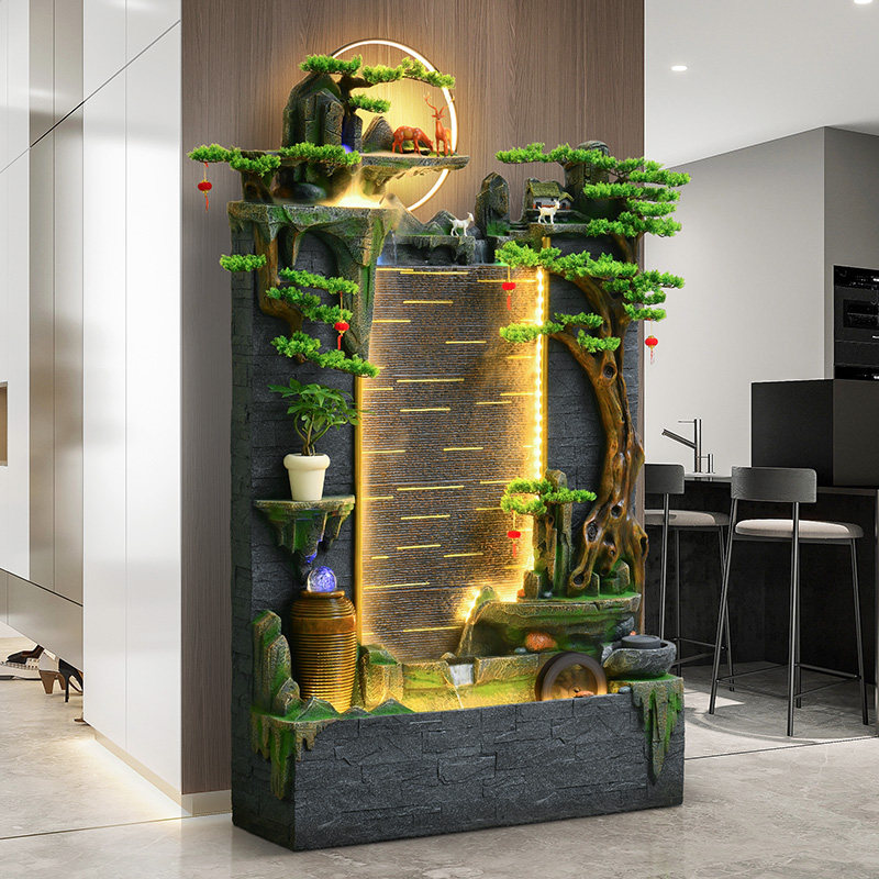 办公室假山流f水摆件喷泉水幕墙鱼缸造景客厅隔断循环水装饰品屏,家居饰品,落地摆件,淘宝优惠券,粉丝福利购,淘宝优惠卷