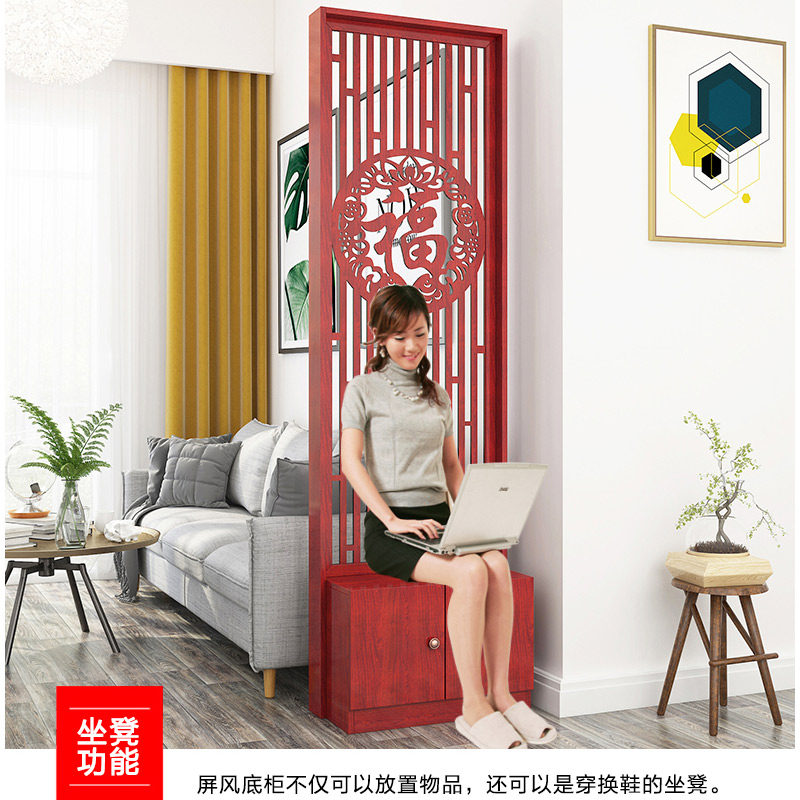 屏风隔断装饰客厅简约现代t新中式实木换鞋凳柜一体网红进门玄关,住宅家具,门厅/玄关柜/玄关架,淘宝优惠券,粉丝福利购,淘宝优惠卷