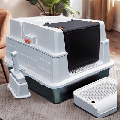 不锈钢猫砂盆全封闭超大x号防外溅不粘底易清洗猫厕所防臭