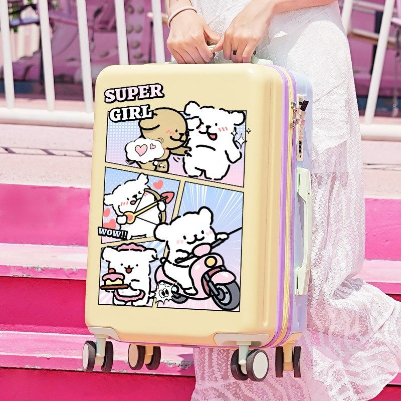 多巴胺拼色行李箱女2025新款24寸卡通旅行O登机定制拉杆密码皮箱,箱包皮具/热销女包/男包,旅行箱,淘宝优惠券,粉丝福利购,淘宝优惠卷