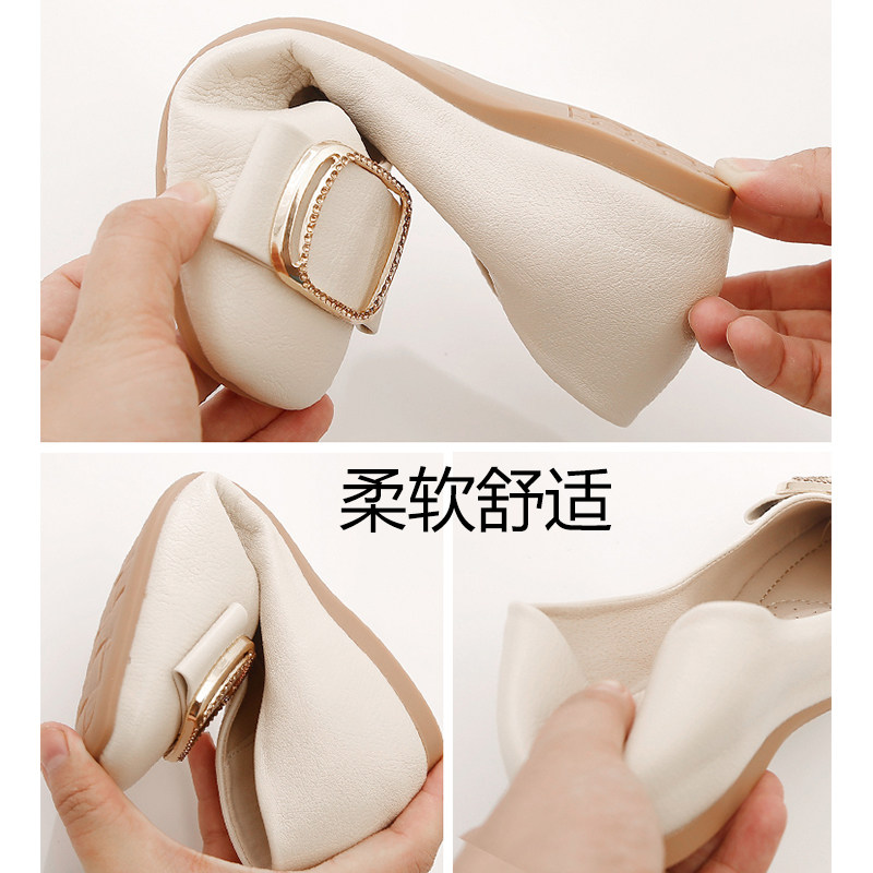 单鞋女平底鞋2024年春秋新款女鞋百搭浅口妈妈鞋子U软皮软底豆豆,女鞋,浅口单鞋,淘宝优惠券,粉丝福利购,淘宝优惠卷