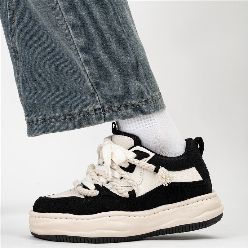 黑白厚底7cm隐形内增高鞋男x女情侣款小众帆布溶解板鞋休闲面包鞋,流行男鞋,休闲板鞋,淘宝优惠券,粉丝福利购,淘宝优惠卷