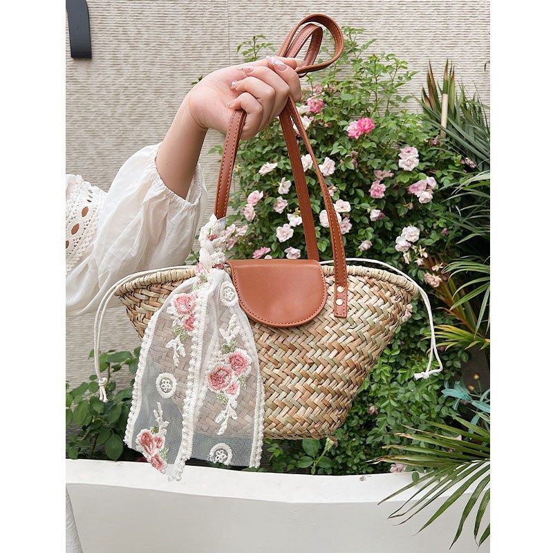 夏季编织包包女大容量2024新款休闲海边度假N菜篮子沙滩单肩水桶,箱包皮具/热销女包/男包,托特包,淘宝优惠券,粉丝福利购,淘宝优惠卷