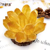 天然黄水晶簇原石摆件手链消磁石家居办公O室新家装 饰送礼摆件