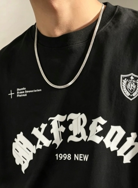 百搭基础钛钢蛇骨链男女不掉色刀片素项链男款美式小众嘻哈锁骨链