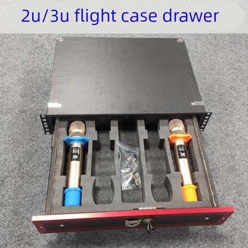 2U全金属航空箱抽屉3U木质抽屉通用家用KTV功放机柜带锁带手持棉