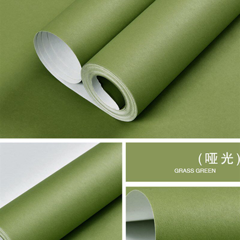 法式复古芥末绿墙纸绿色客厅卧室浴室自粘纸防水防潮装饰壁纸厚