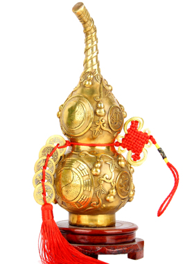 黄铜一体葫芦摆件客厅卧室电视柜窗户挂件系五帝钱一体葫芦吉祥物