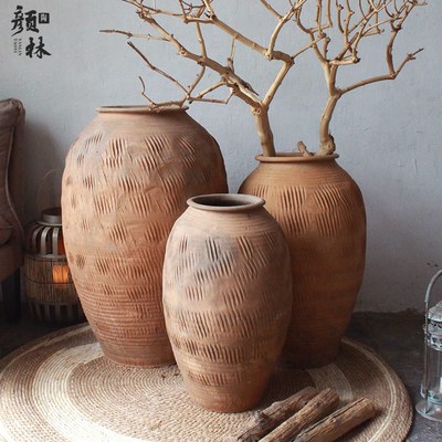 颜林古陶瓶落地土陶罐古瓶中式粗陶缸土罐大号土缸瓦缸民俗罐子