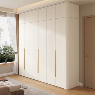 定制实木圆弧加高2.2.米一门到顶奶油风卧室大衣橱