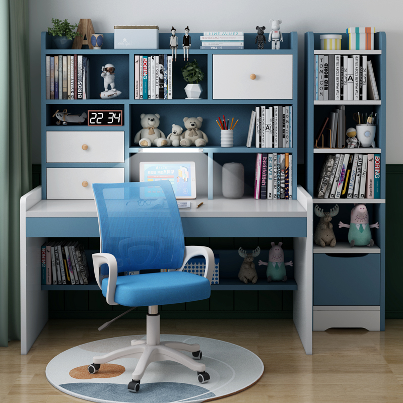 学习桌书桌儿童家用写字桌小学生写作业桌子书柜书架一体升降桌椅