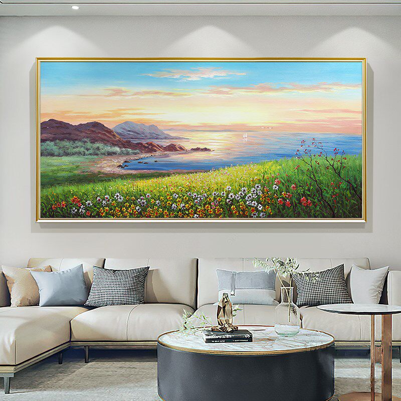 恒美客厅饰画现代景田挂画风景壁画沙发背景墙手绘油画