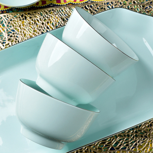 玉珑青瓷碗家用吃饭2025新款中式风碗盘餐具面碗大汤碗菜盘子鱼盘