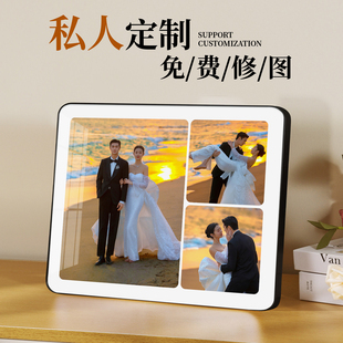 定制相框摆台加婚纱照做成三宫格相框打冲洗洗照片结婚照相片相框