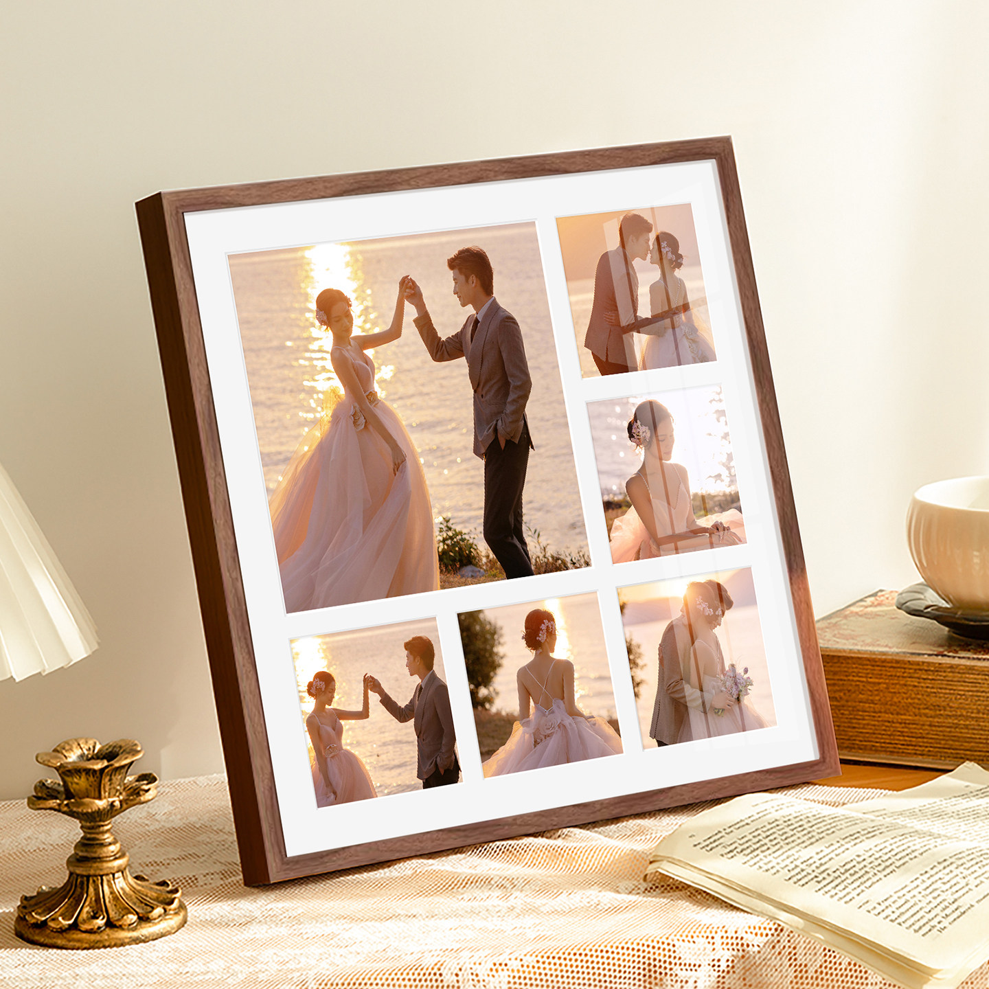 实木相框摆台加婚纱照相片定制