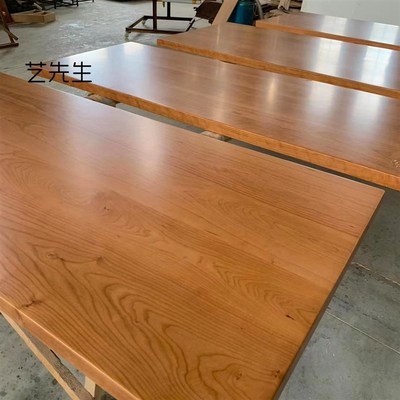 北美樱桃木板定制实木板台面吧台板飘窗餐桌办公桌面岛台板桌