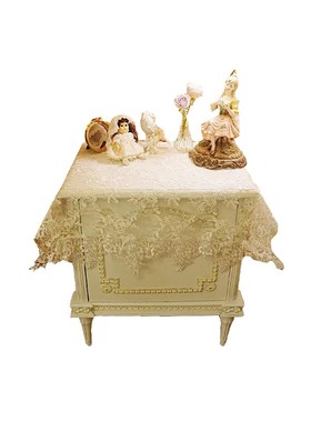 新款法式复古绣立体蕾丝leh防尘盖巾床头柜垫子桌旗桌布