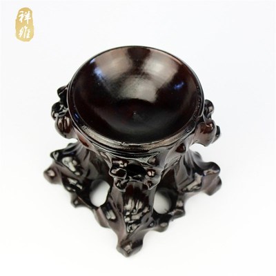 实木雕水晶球葫芦底座凹槽球座鸵鸟蛋圆球奇石工艺品摆件木质托架