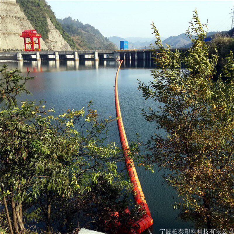 柏泰自研发水电站进水口漂浮式拦污浮河道拦漂浮筒浮球置