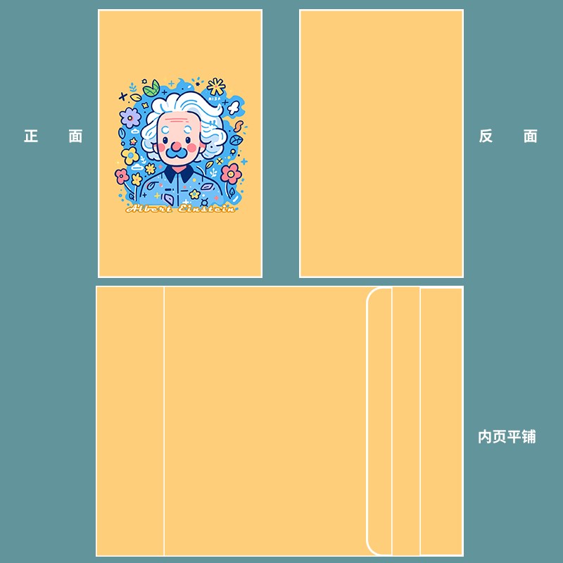 爱因斯坦可爱布面书套保护套定制手账本书衣卡通手绘创意文具书皮