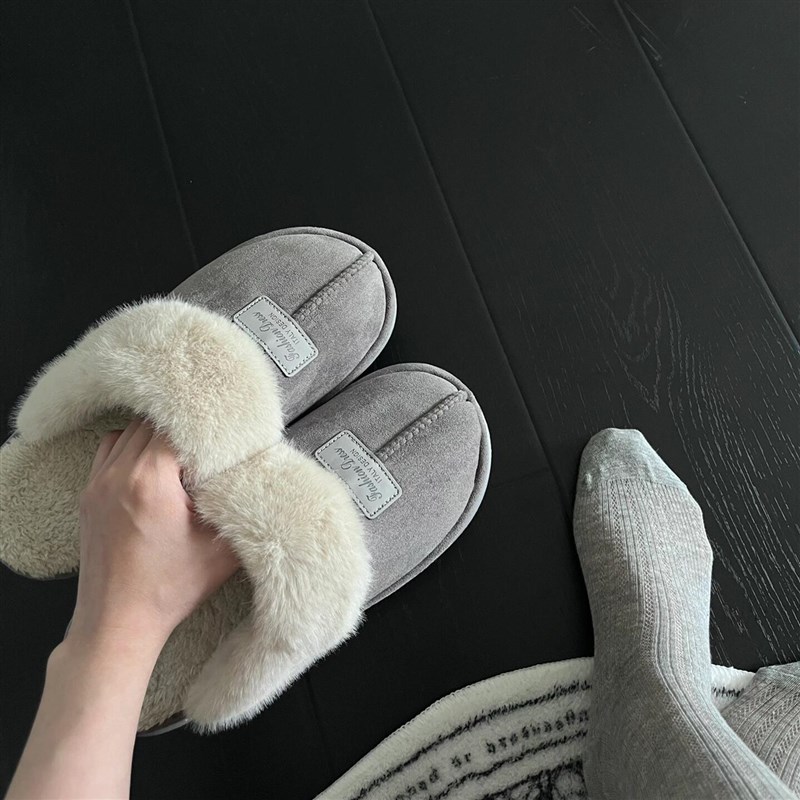 保暖棉拖鞋秋冬季女毛绒拖鞋家居室内加绒防滑水外穿软底202新款