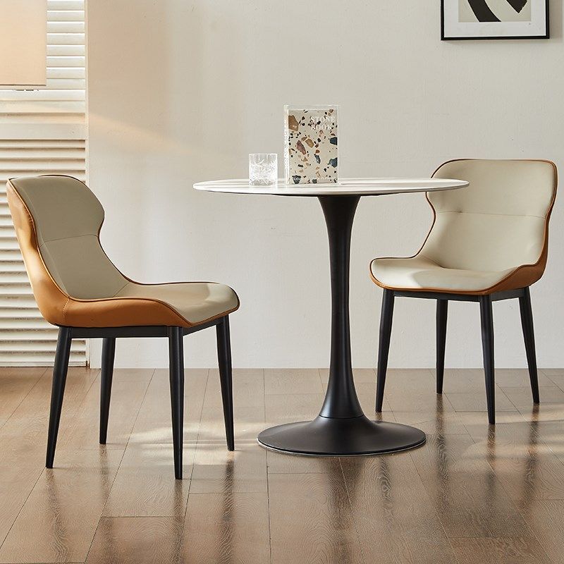 洞石岩板圆桌家用圆餐桌小户型中古风圆形饭桌郁金香洽谈桌椅,住宅家具,岩板餐桌,淘宝优惠券,粉丝福利购,淘宝优惠卷