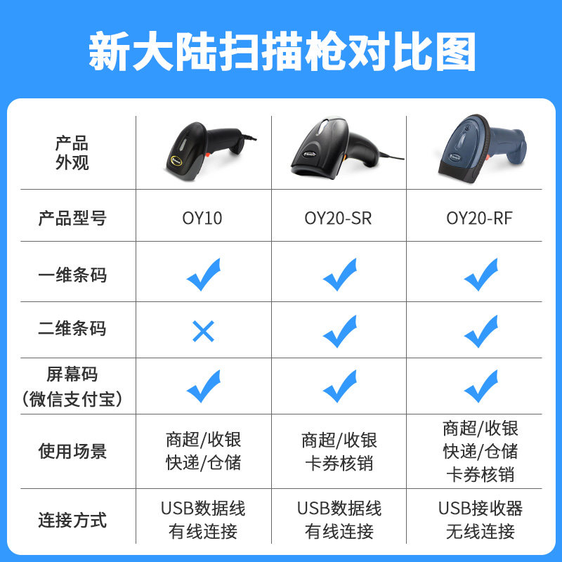 新大陆扫码枪维二维条码扫描器超市收银扫码微信支付宝收款快递物