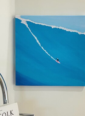 小众蓝色大海冲浪装饰画北欧风格小清新客厅挂画画餐厅壁画摆件