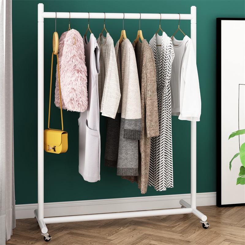 服装店展示挂衣架金色落地衣帽架单杆衣式服架子置物架晾衣架带轮