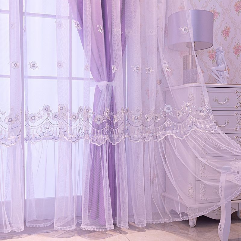 蕾丝绣花全遮光窗帘卧室少女梦幻帘客厅窗纱纱帘网红Y公主风飘窗,居家布艺,定制窗帘,淘宝优惠券,粉丝福利购,淘宝优惠卷