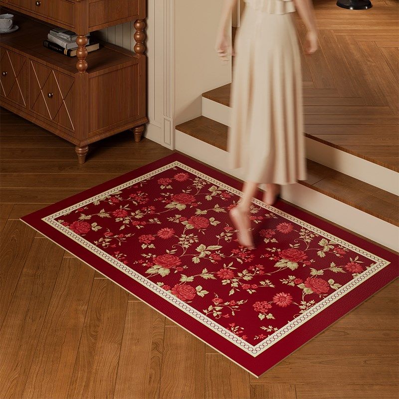黛拉美式喜庆入户门地垫红色皮革脚垫G门垫耐脏免洗地毯可裁剪进,居家布艺,入户地垫,淘宝优惠券,粉丝福利购,淘宝优惠卷