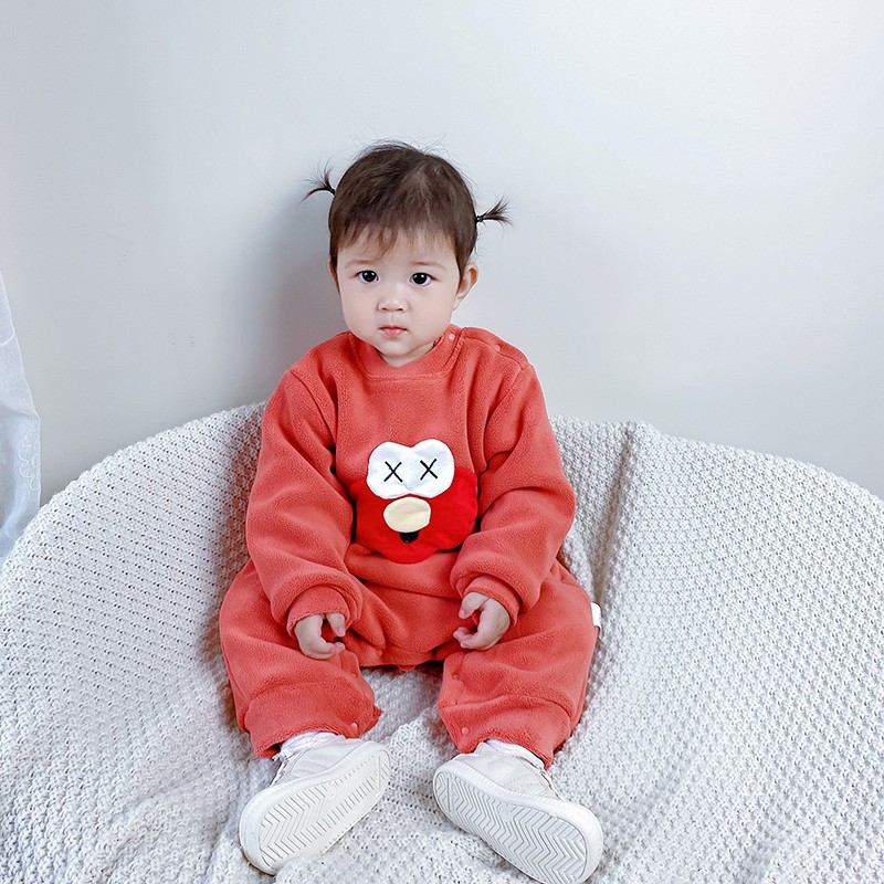 韩国新生儿男f女宝宝加厚爬服婴儿服加厚秋冬装外出服连体哈衣加
