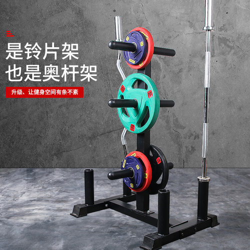 杠铃片架杆架g大孔杠铃片存储架奥杆收纳架家用商用健身器材存放