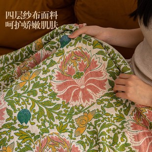 全棉大人不掉毛新中式 佛手花浴巾Ag类四层纱布浴巾女2025新款