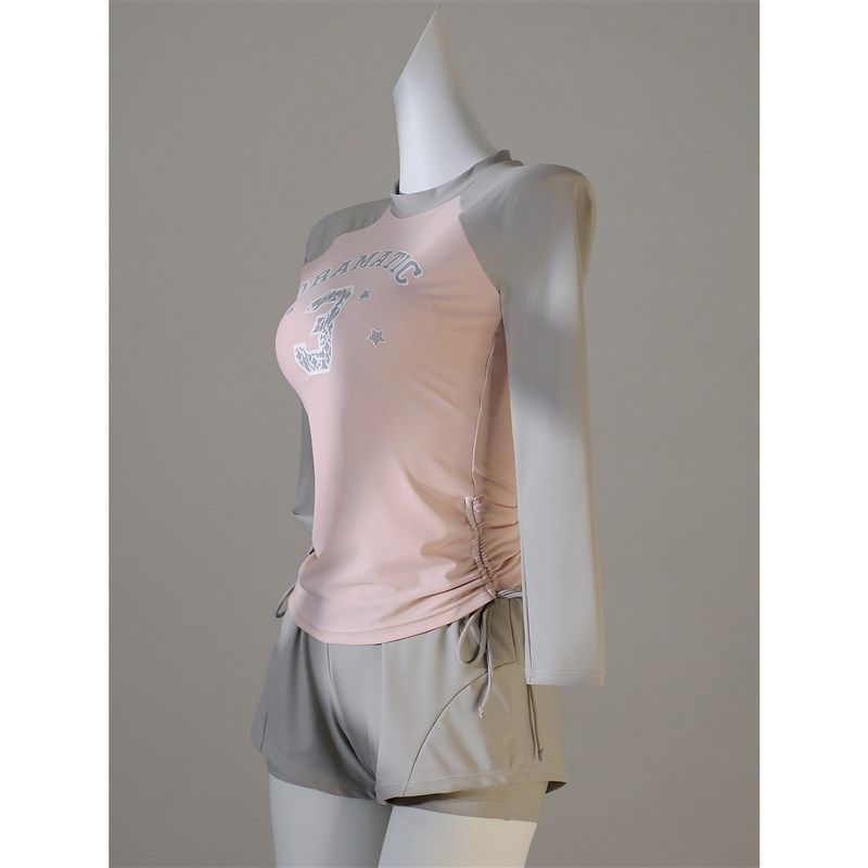 灰粉拼接a撞色显白高级感运动保守显瘦平角裤分体泳衣女泡温泉泳,运动/瑜伽/健身/球迷用品,分体泳衣,淘宝优惠券,粉丝福利购,淘宝优惠卷