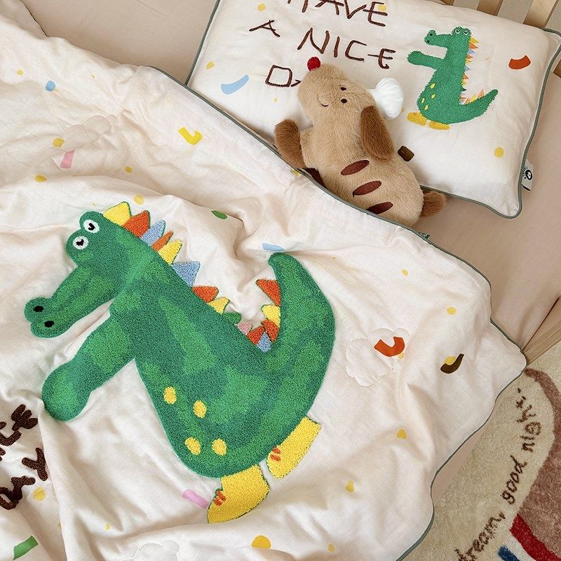A类卡通刺c绣恐龙婴儿双层纱夏凉被儿童幼儿园薄款空调小被子,床上用品,化纤被,淘宝优惠券,粉丝福利购,淘宝优惠卷