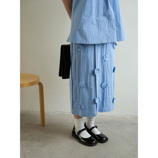 【春上新 限时85折】aww 松紧可调节手工花拼接直筒半裙