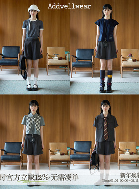 aww 12时区的红点·灰色休闲西装短裤宽松衬衫百搭裤子女