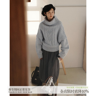 aww 高克重·深冬·高领毛衣斗篷假两件厚上衣2025秋冬