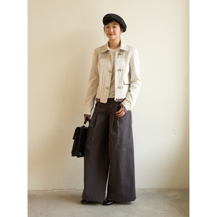 【春上新 限时85折】aww 正肩撞色拼接格纹翻领休闲短外套