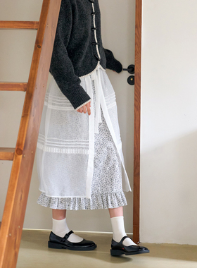 aww 两面穿立体绣花·蕾丝半裙/欧根纱裙片