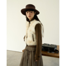 aww 焦糖蜜绒·毛毛拼接小立领短外套假两件拼接环保皮草外套女冬