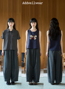 aww 私服/神裤强推·100%棉复古牛仔气球裤休闲口袋长裤小个子