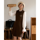 aww 毛呢开叉百褶刺绣娃娃领A字连衣裙 质感无敌·无袖