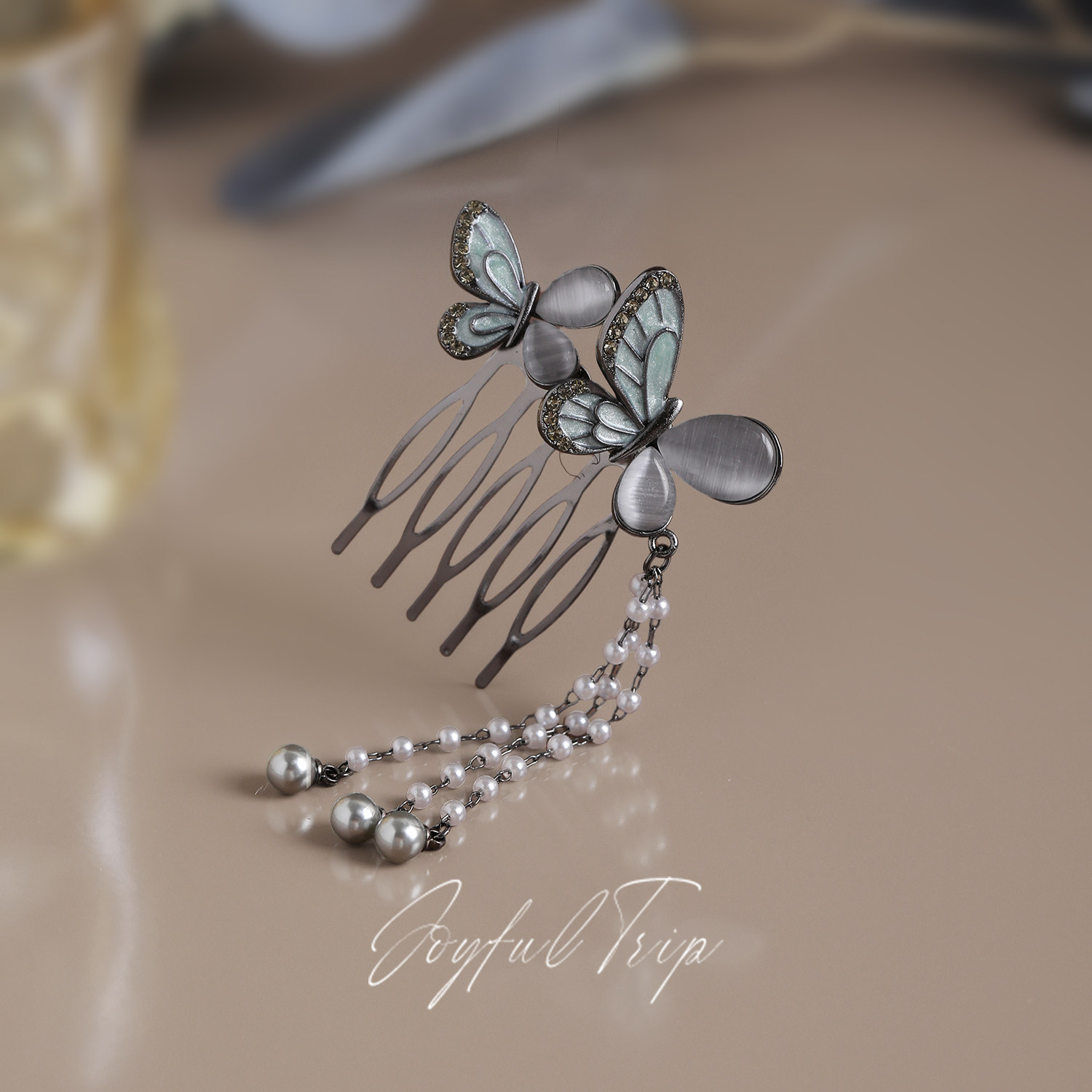 双蝶挽-国风猫眼蝴蝶插梳新中式国风流苏发簪古风高级感盘发发梳,饰品/流行首饰/时尚饰品新,发饰,淘宝优惠券,粉丝福利购,淘宝优惠卷